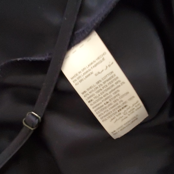 SOLD Chicos Sz 3 Shift Dress Navy Eyelet Side Ties - Picture 6 of 7